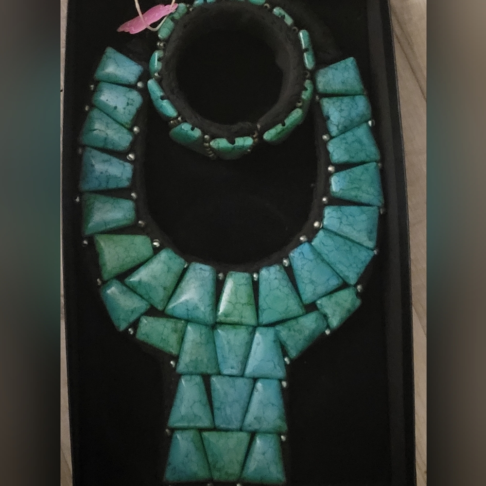 Ooak Turquoise Stretch Opened Cuff Bangle Nwot - image 6